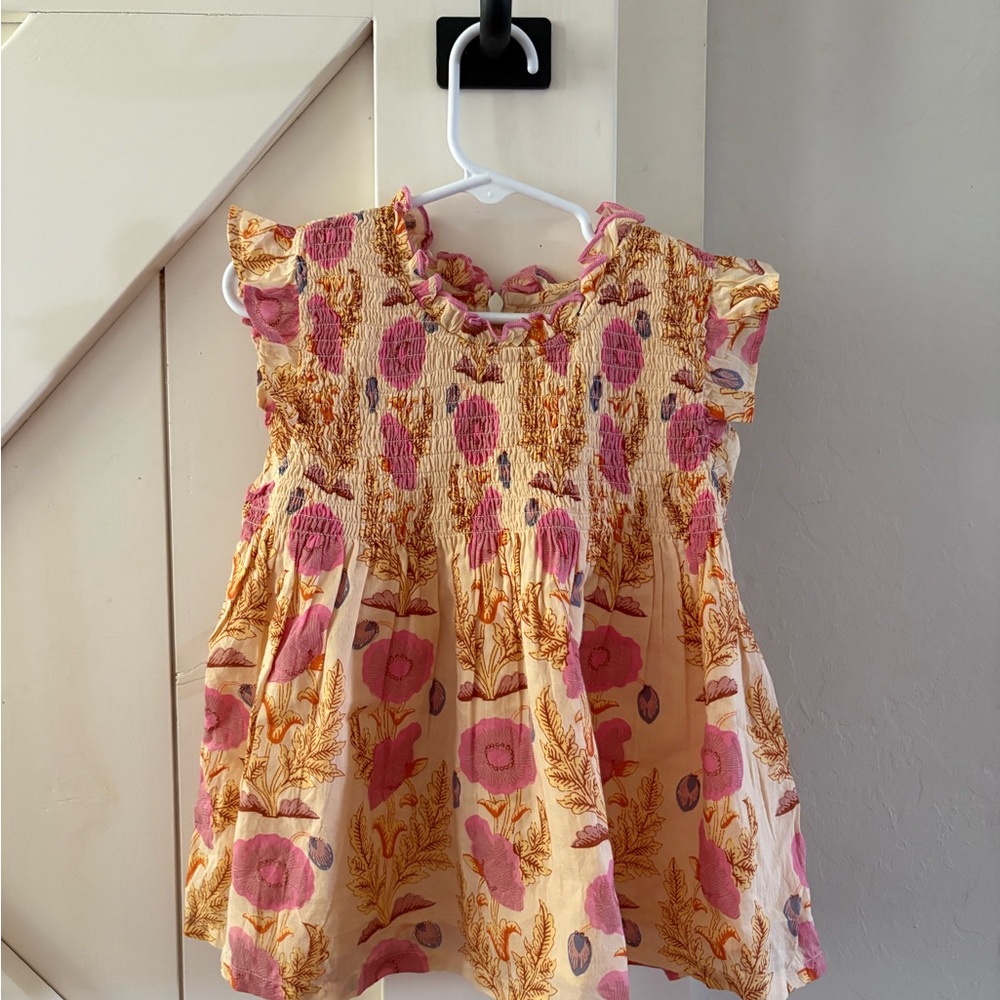 Pink Chicken Ruffle Shirt with Floral Accents Girls 7y